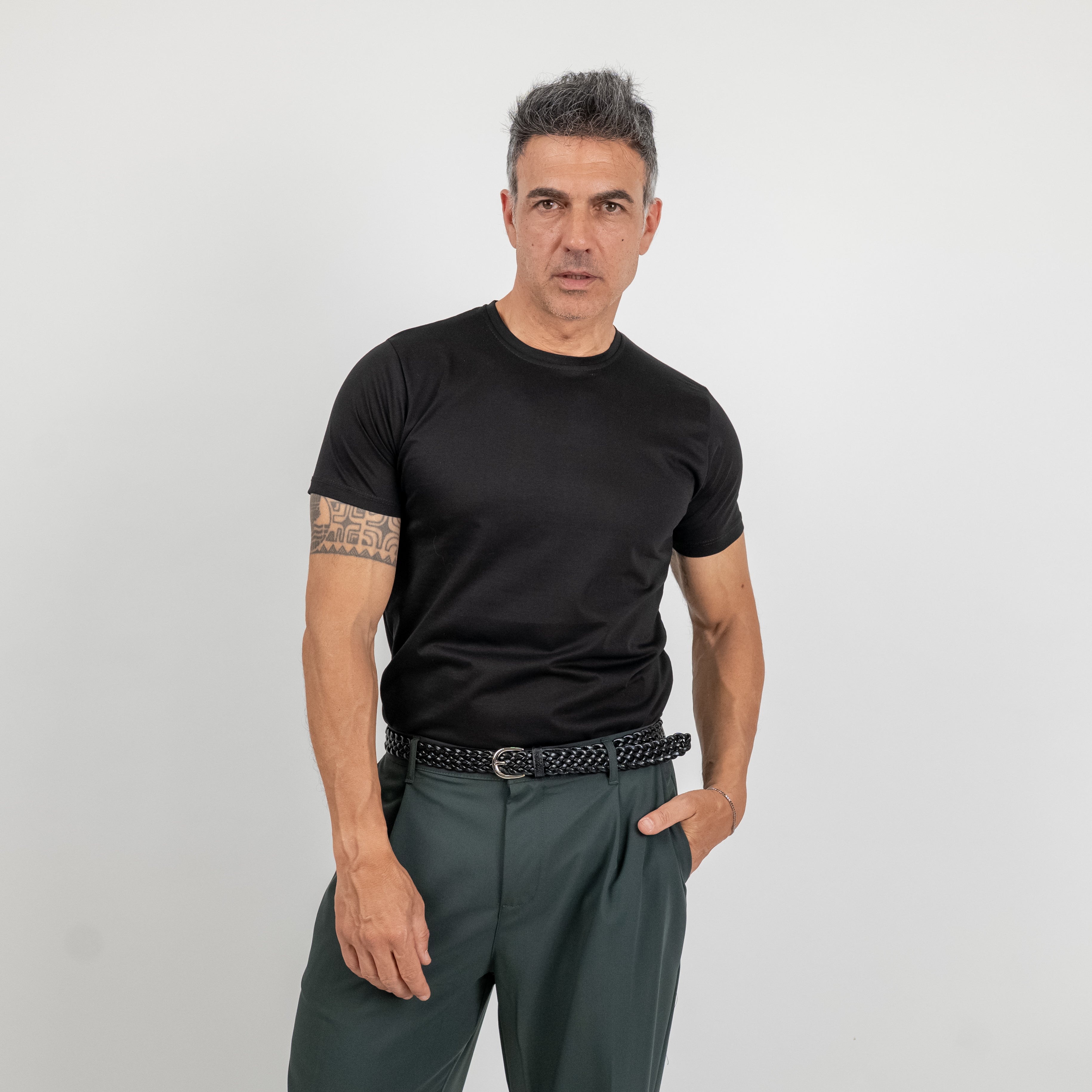 T-shirt effetto seta - Nero