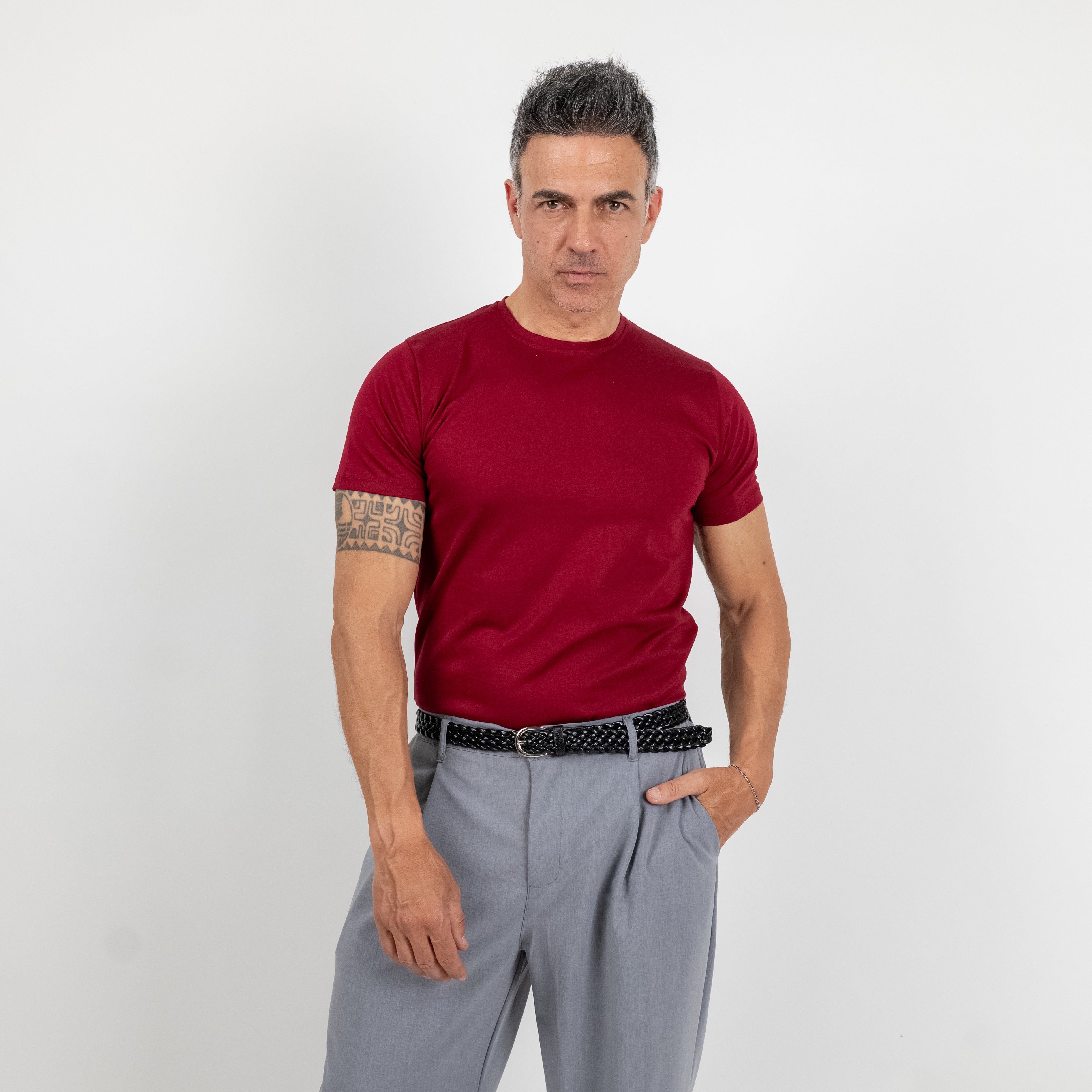 T-shirt effetto seta - Bordeaux