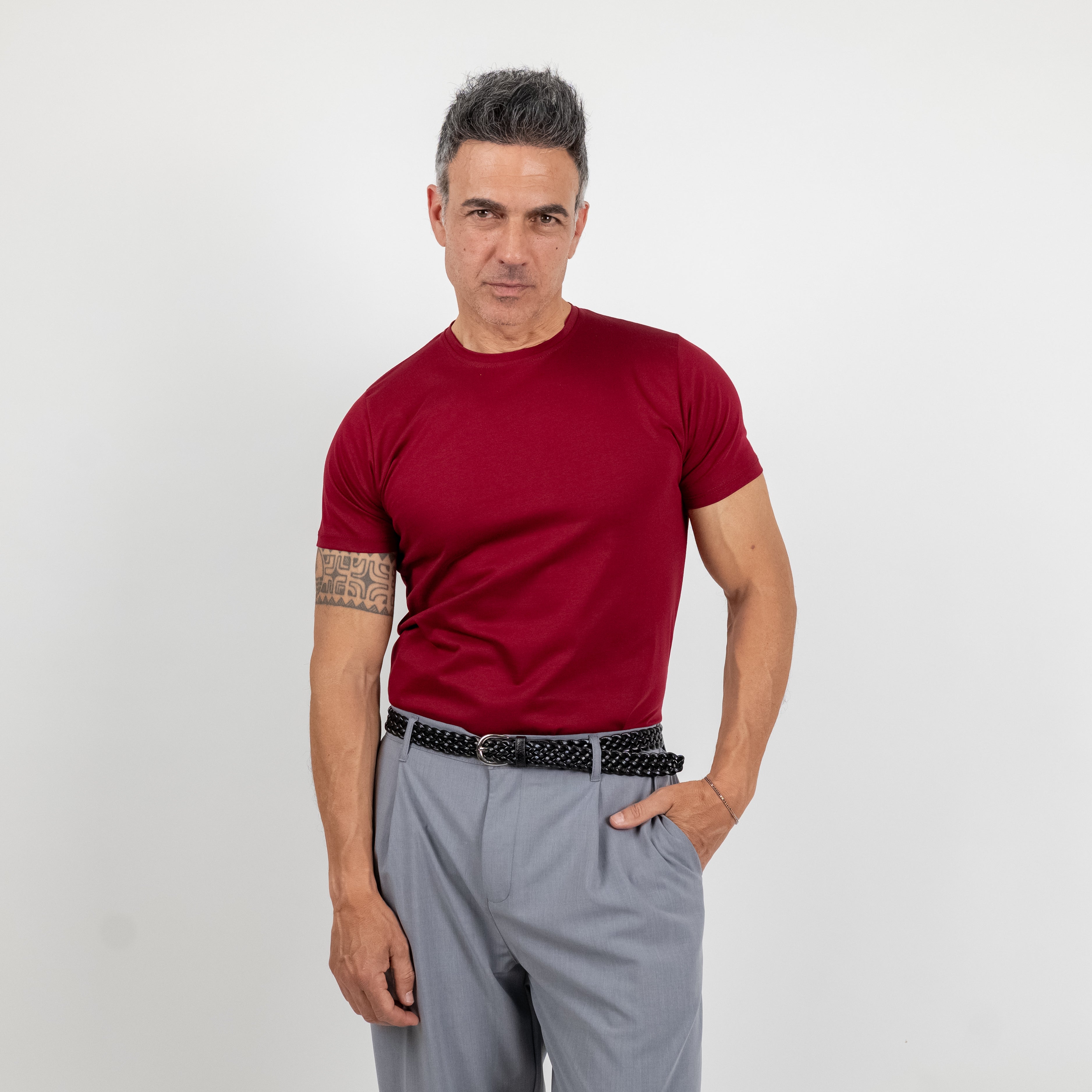 T-shirt effetto seta - Bordeaux