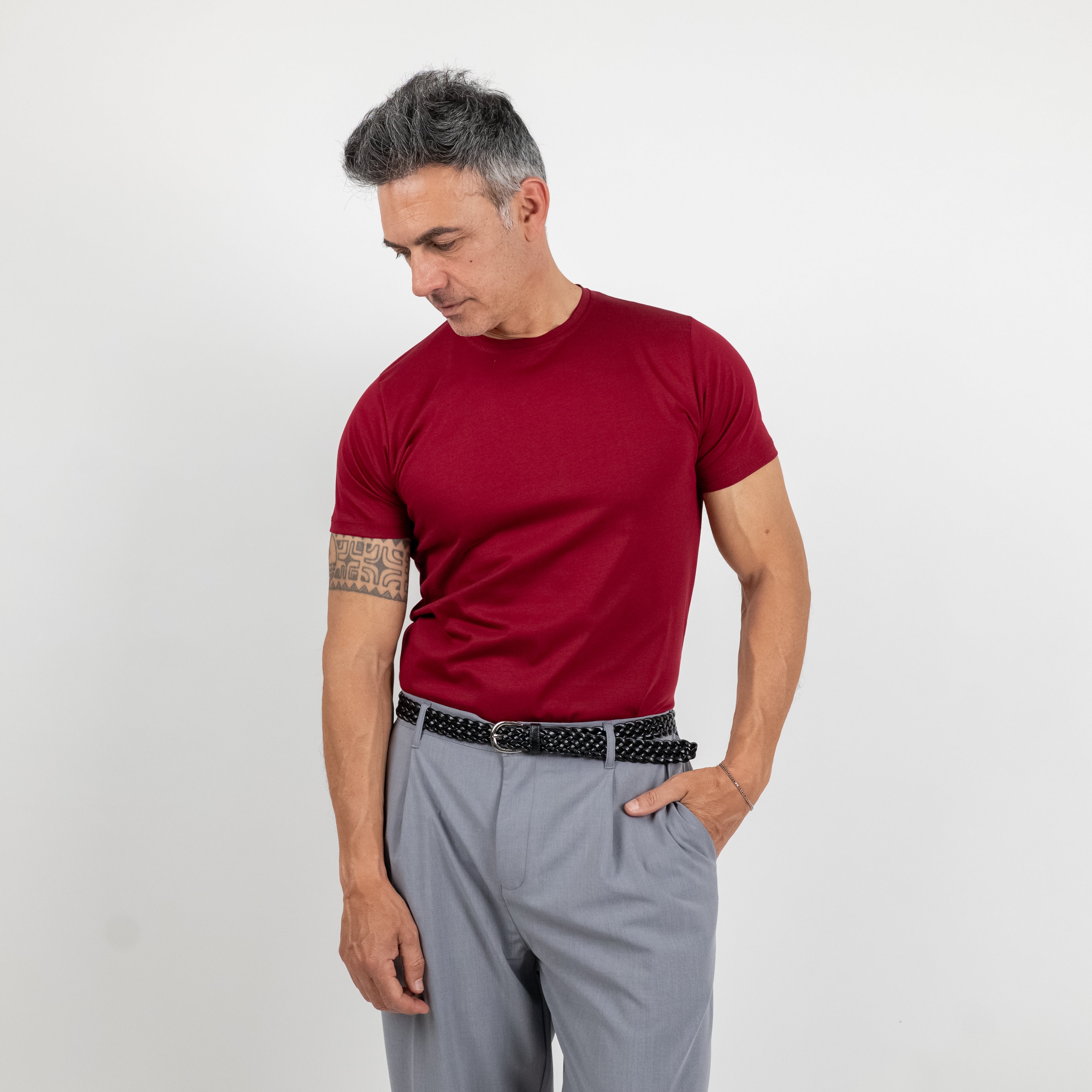 T-shirt effetto seta - Bordeaux