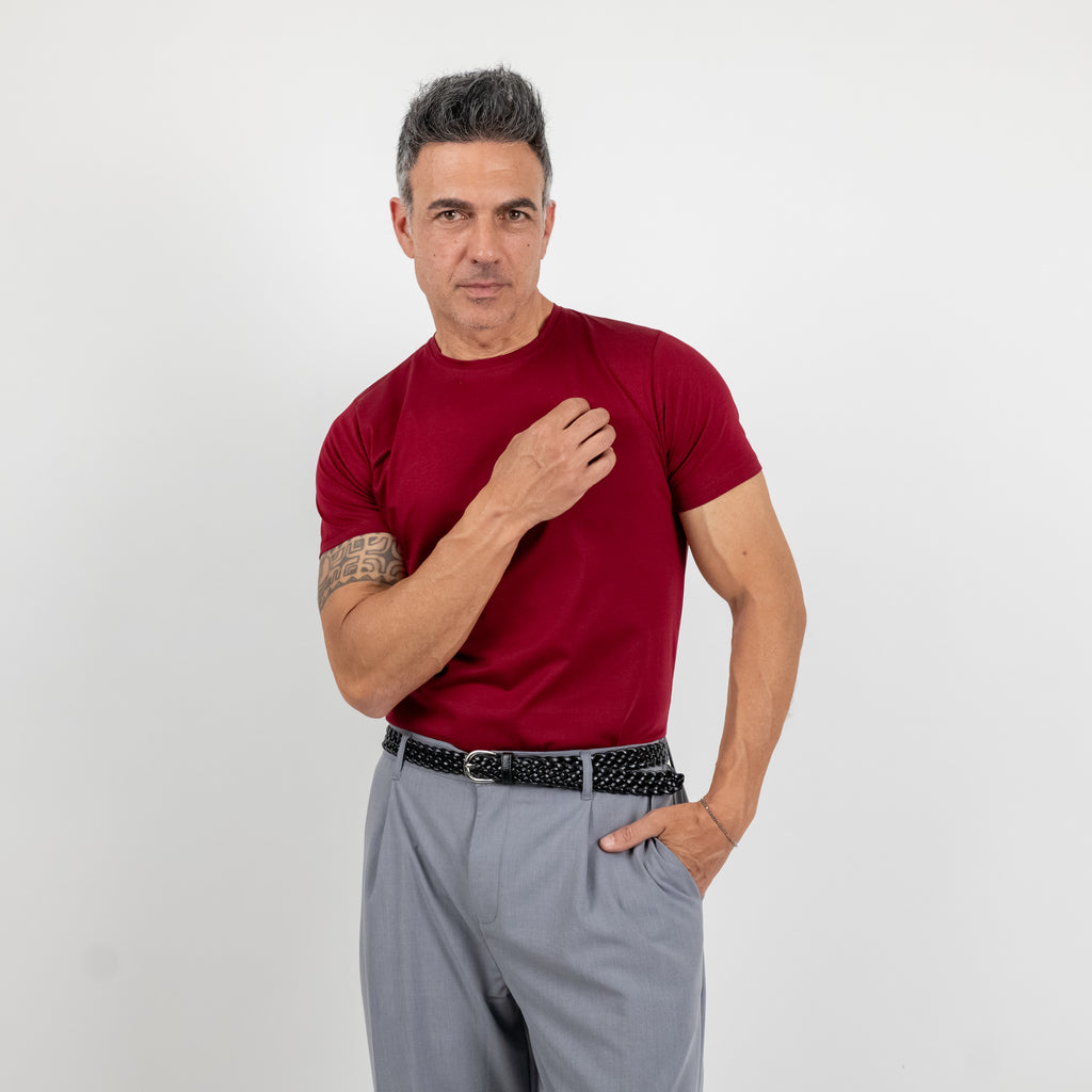 T-shirt effetto seta - Bordeaux