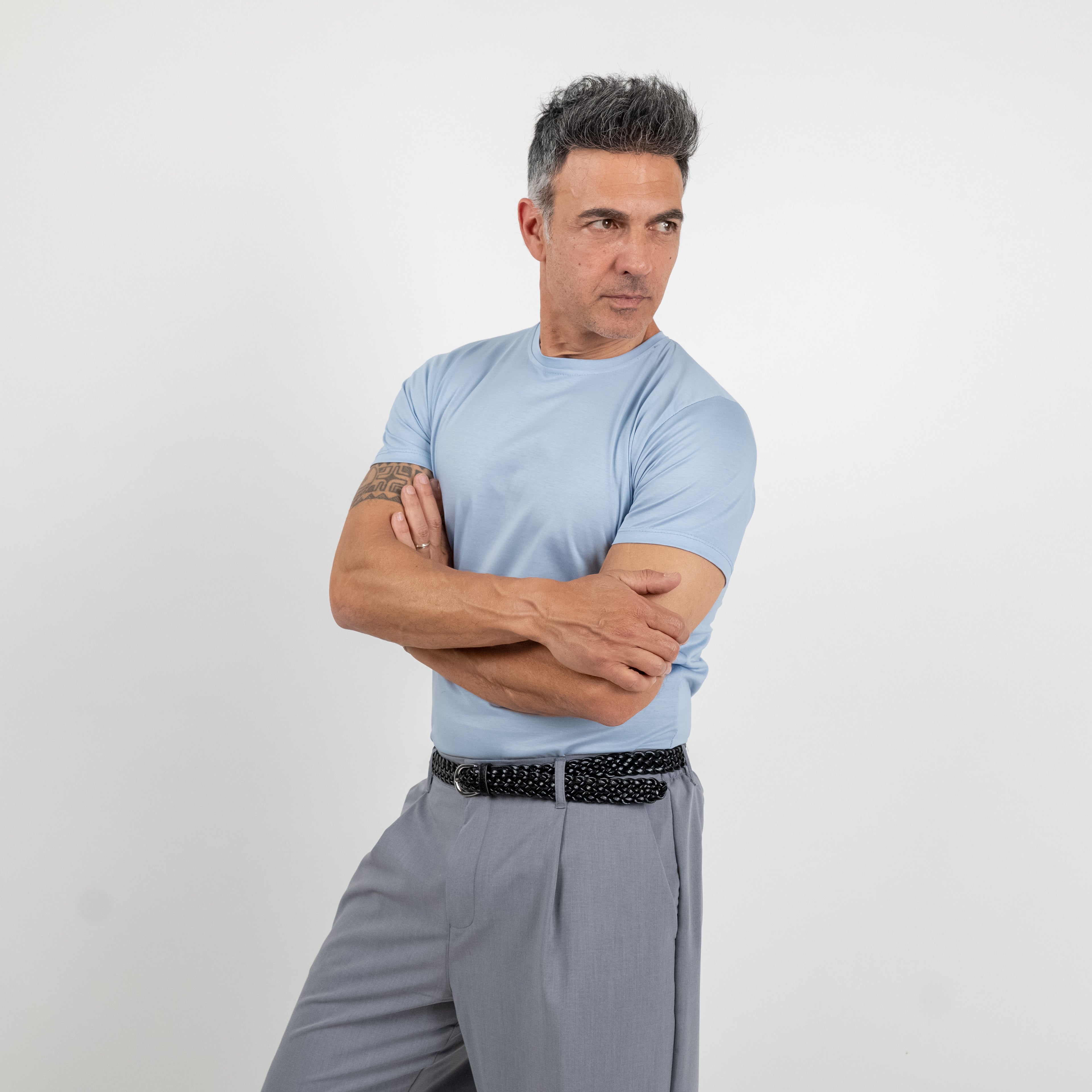 T-shirt effetto seta - Celeste