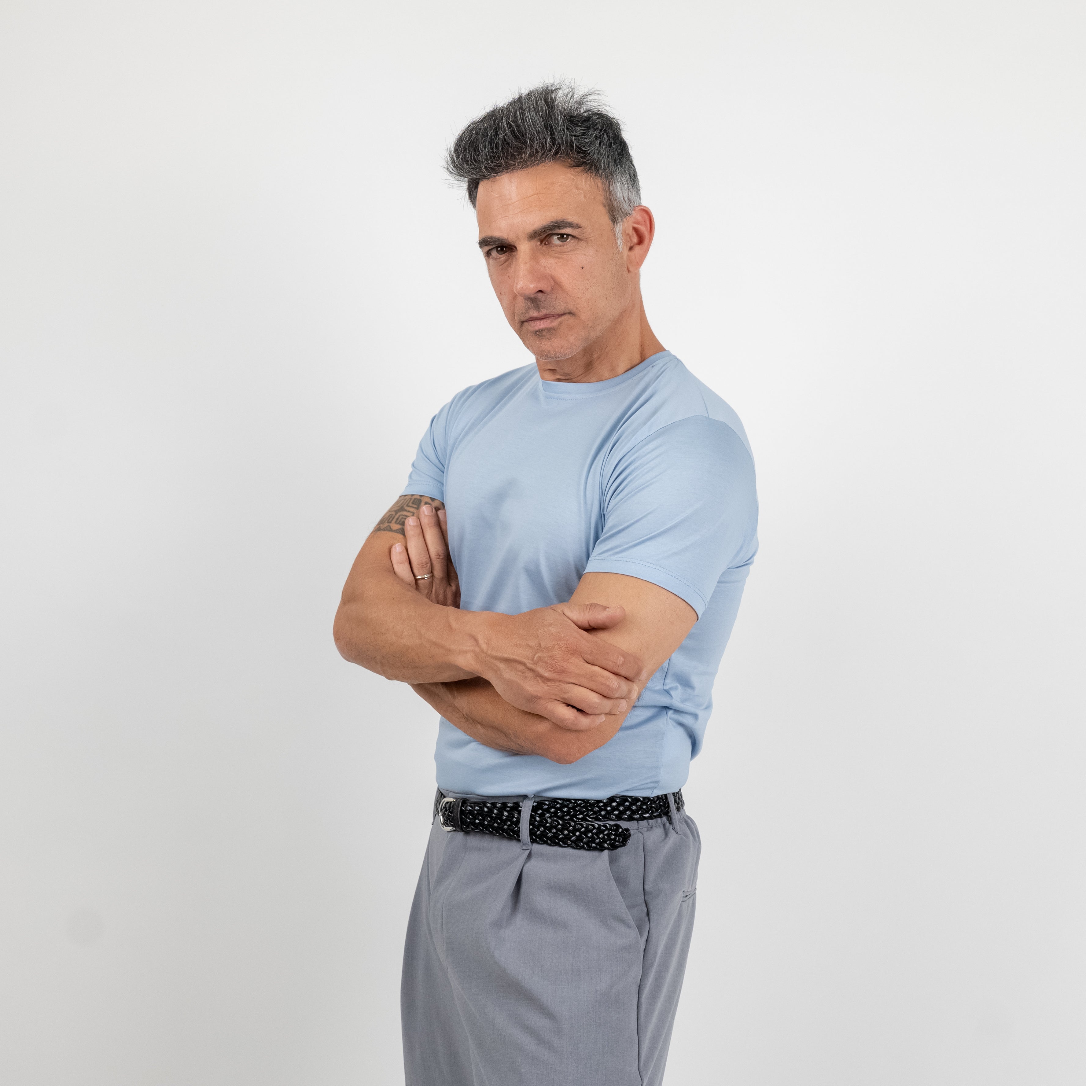 T-shirt effetto seta - Celeste