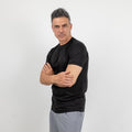 T-shirt effetto seta con colletto a costina - Nero