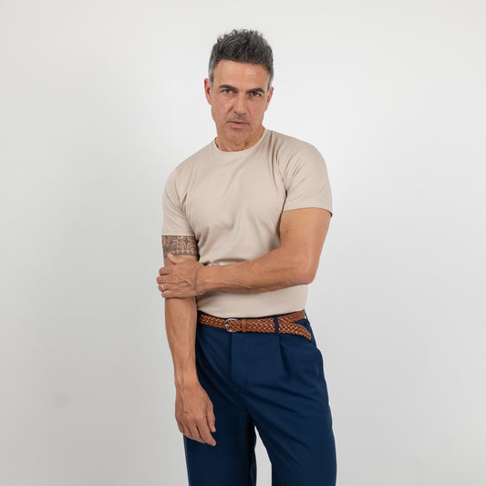 T-shirt effetto seta - Beige