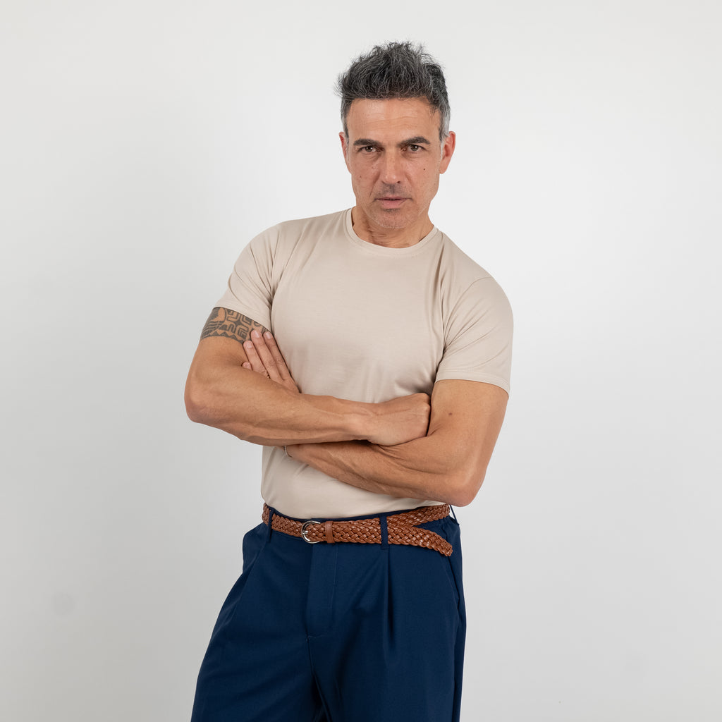 T-shirt effetto seta - Beige