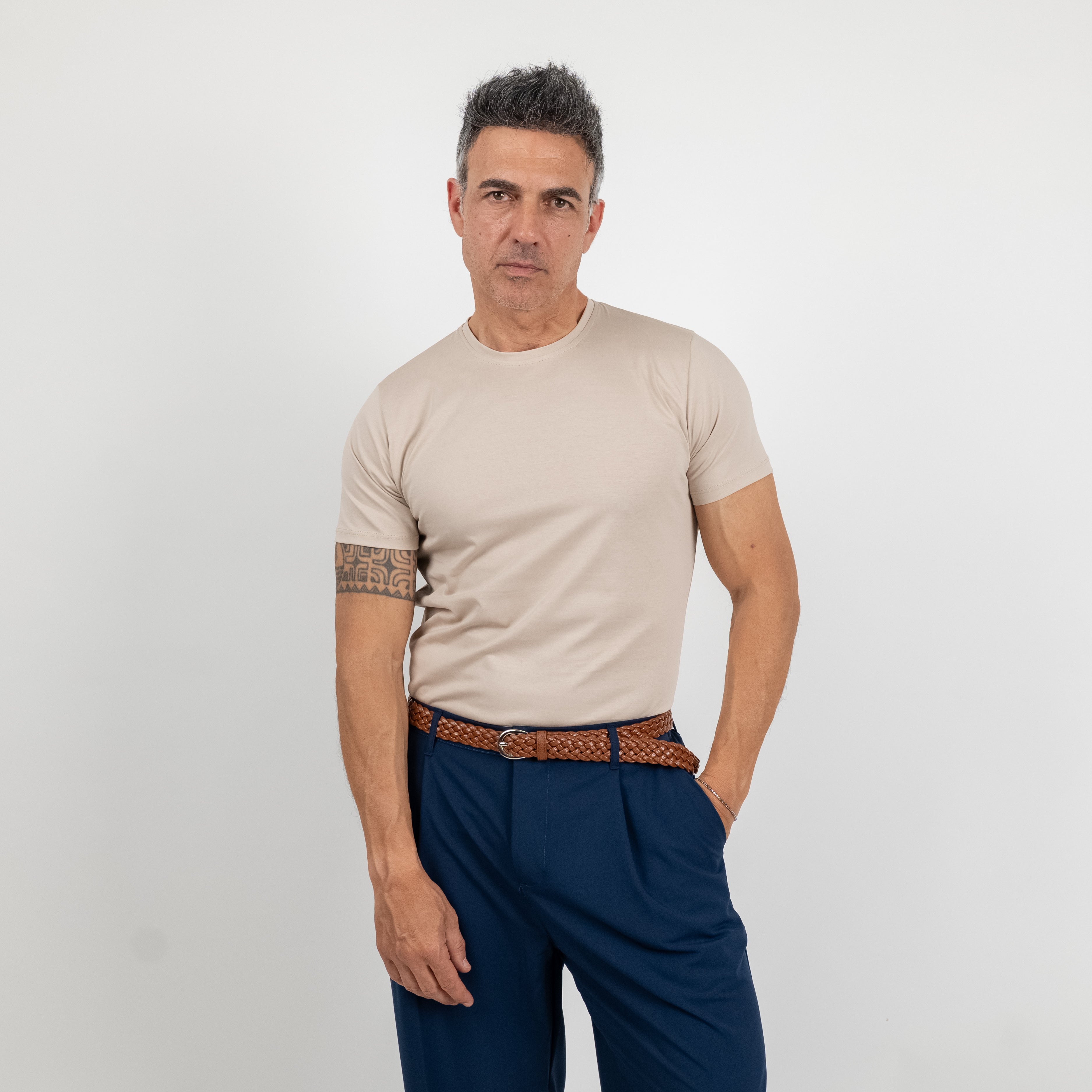 T-shirt effetto seta - Beige