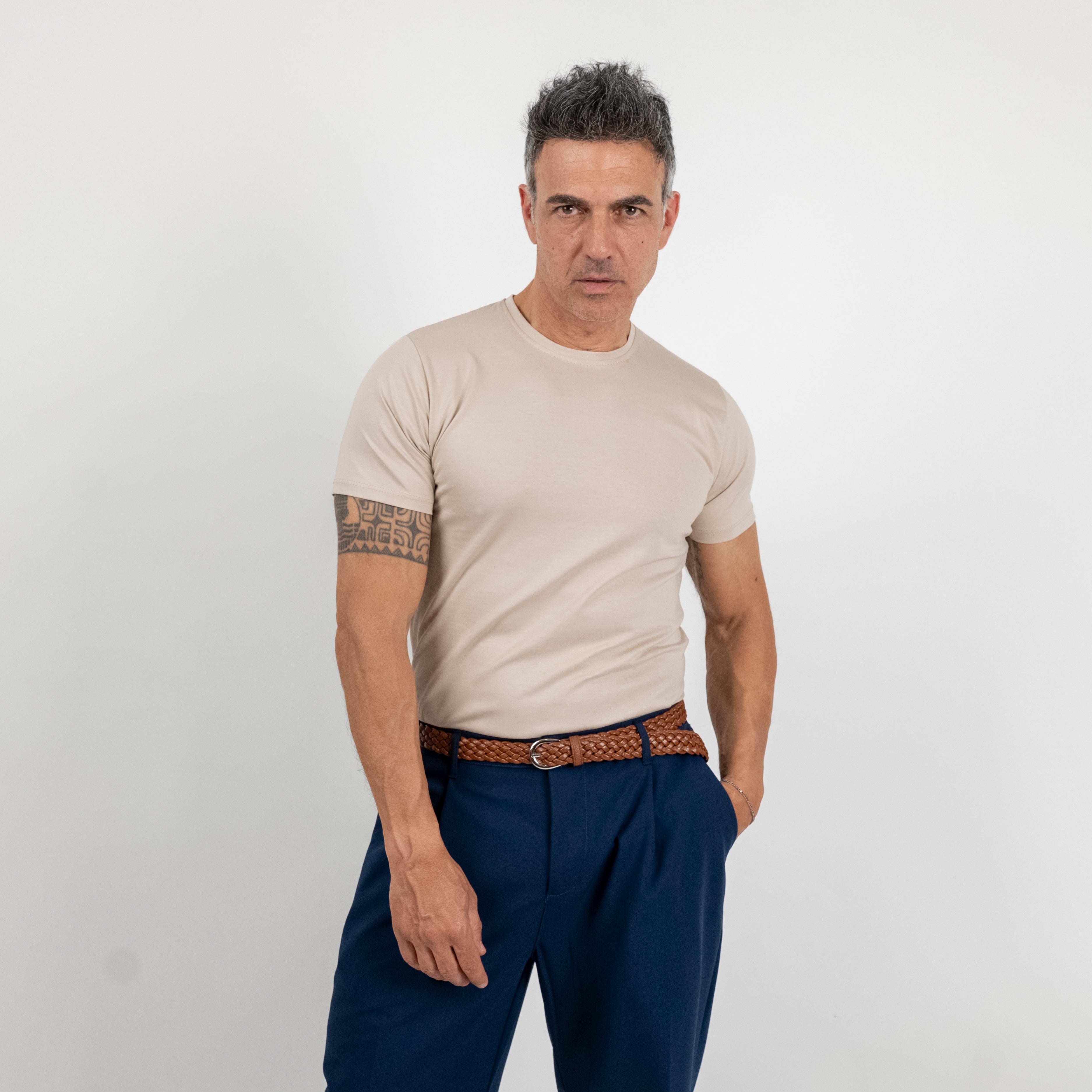 T-shirt effetto seta - Beige