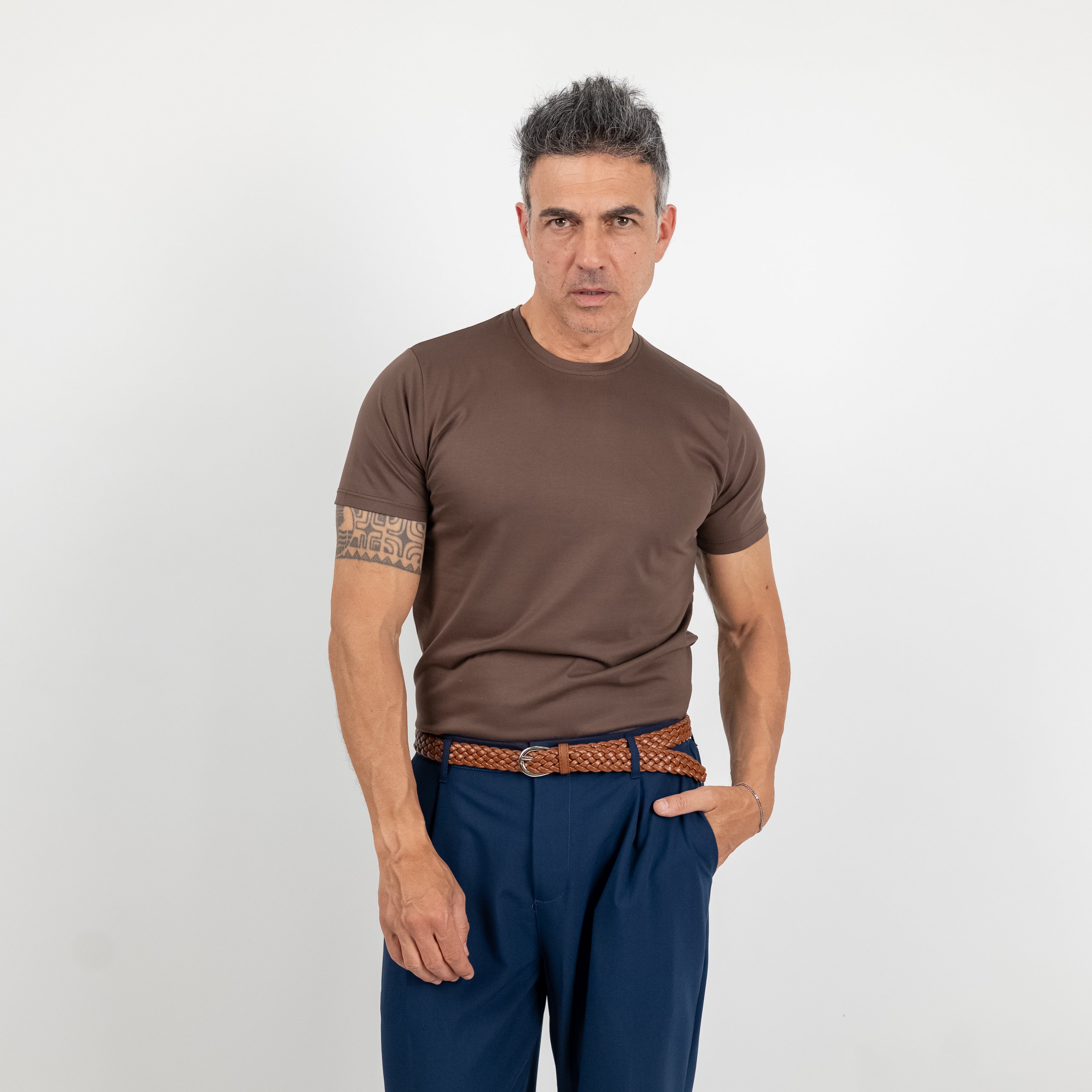 T-shirt effetto seta - Marrone