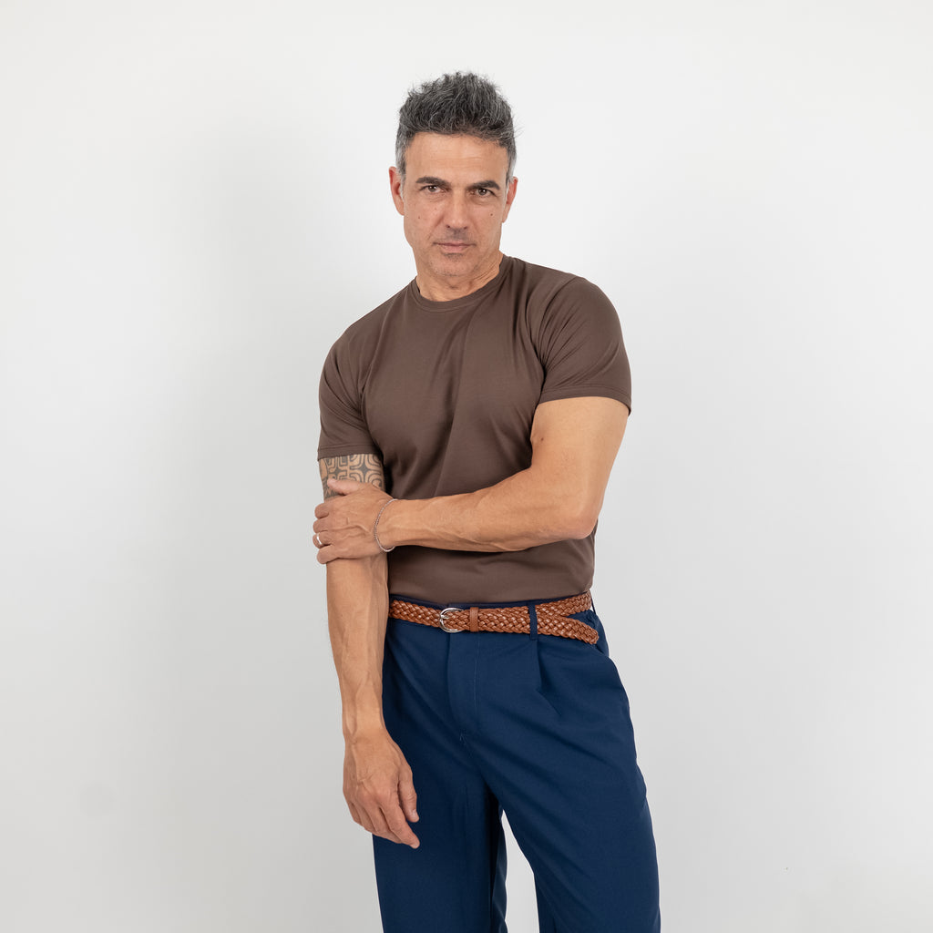 T-shirt effetto seta - Marrone