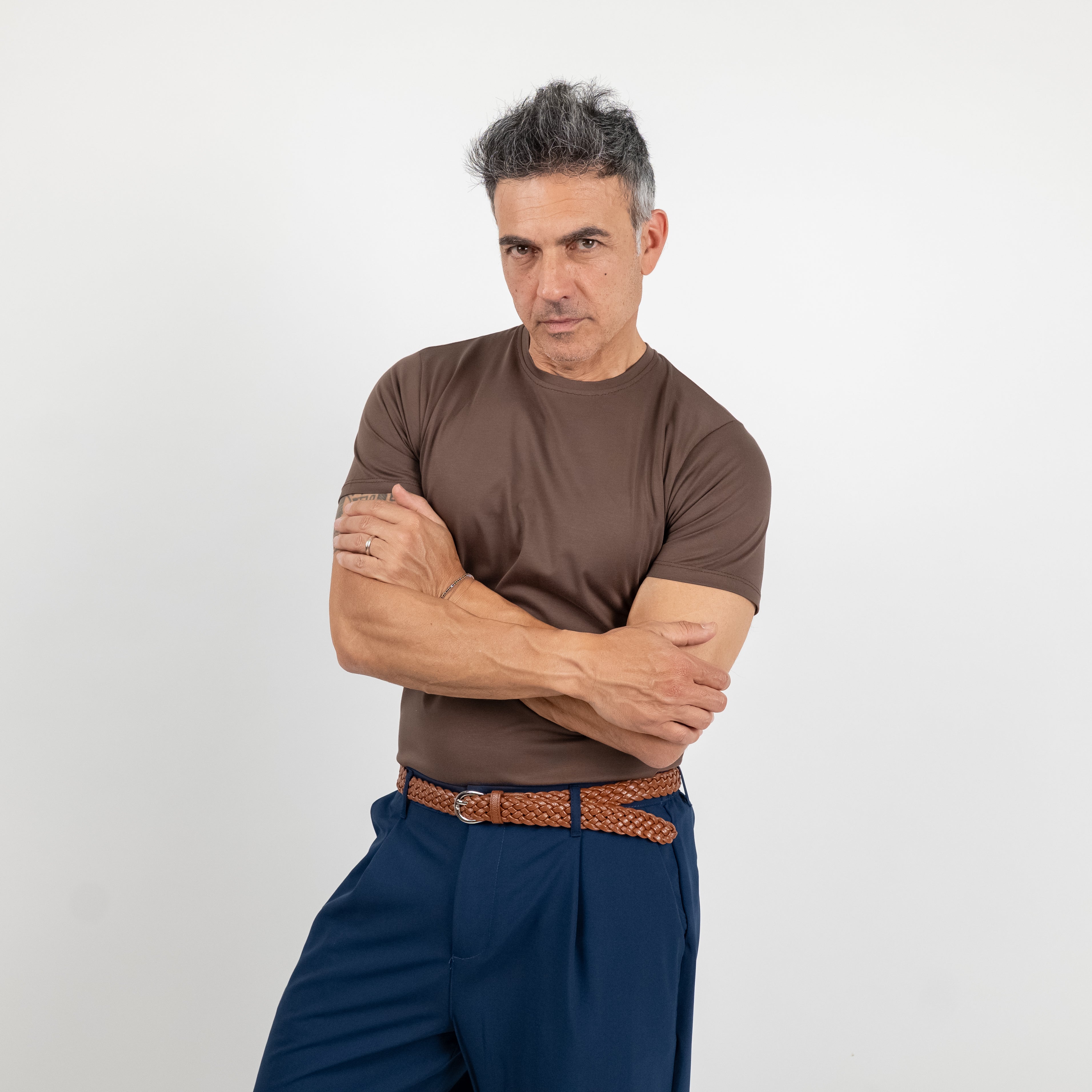 T-shirt effetto seta - Marrone