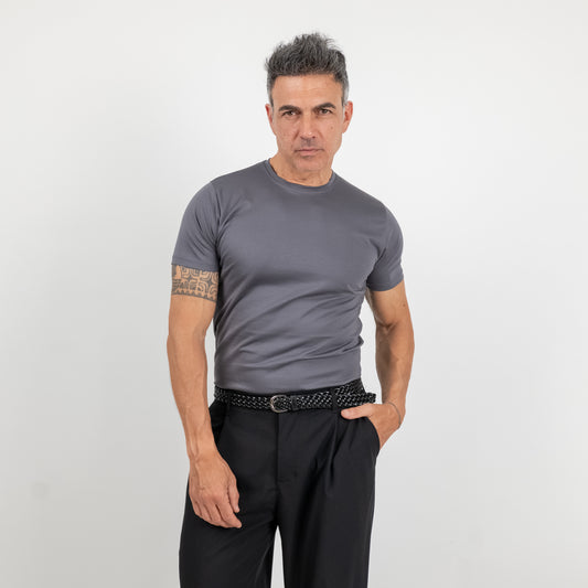 T-shirt effetto seta - Piombo