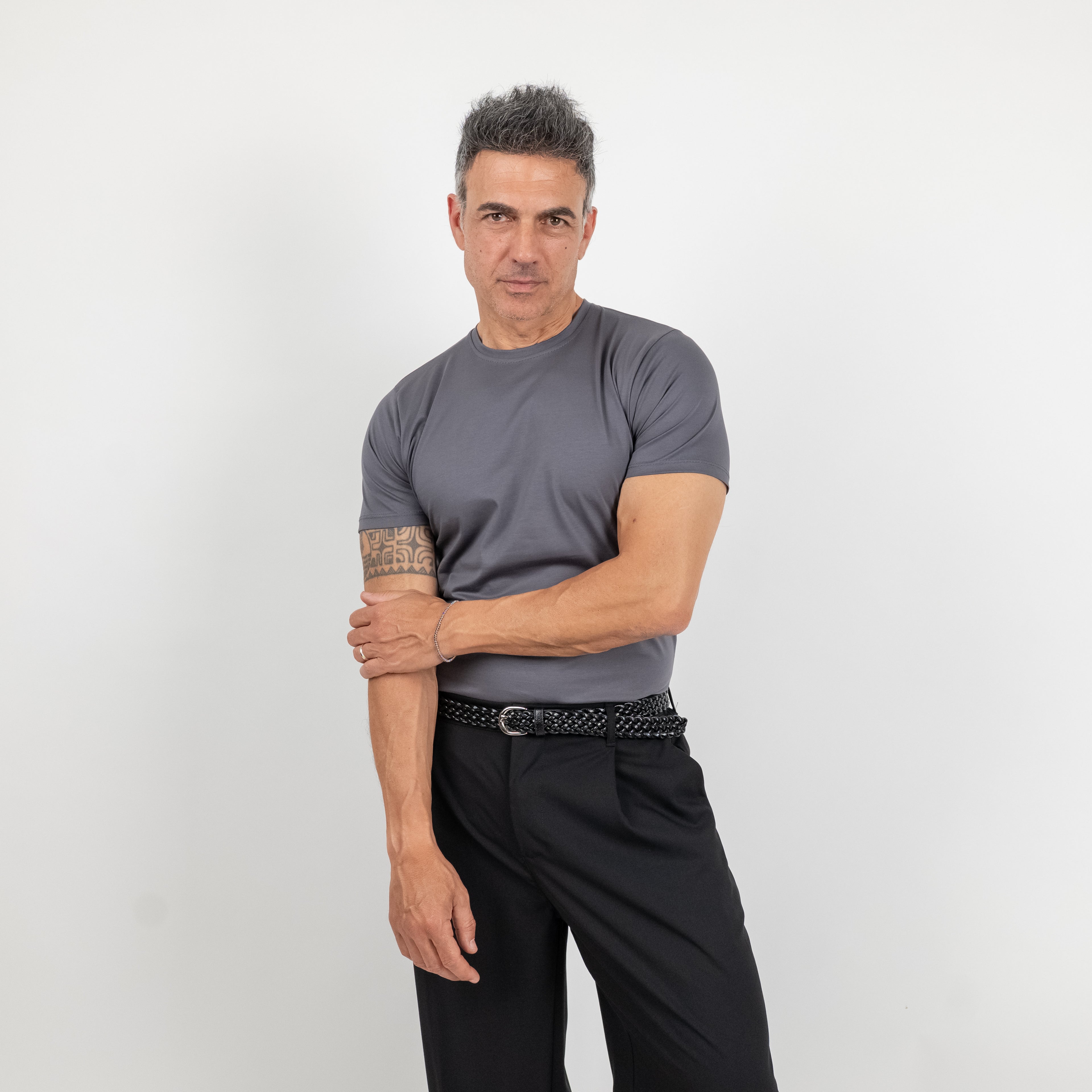 T-shirt effetto seta - Piombo