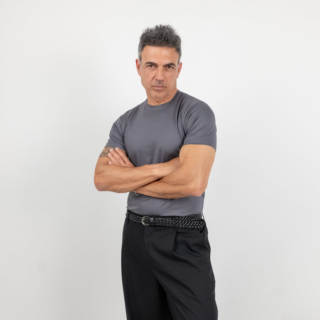 T-shirt effetto seta - Piombo