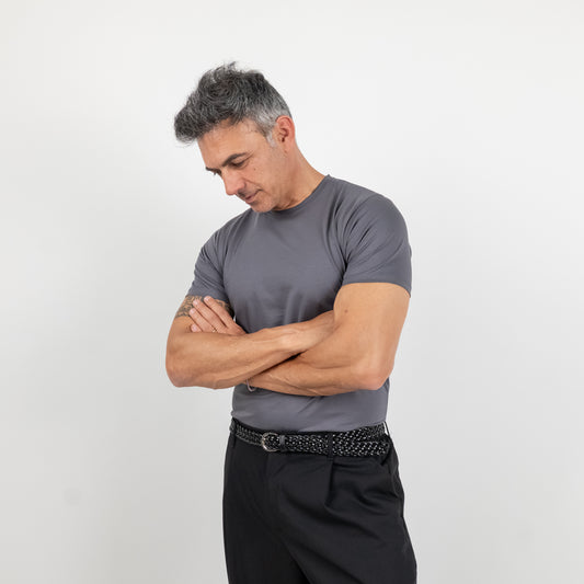 T-shirt effetto seta - Piombo