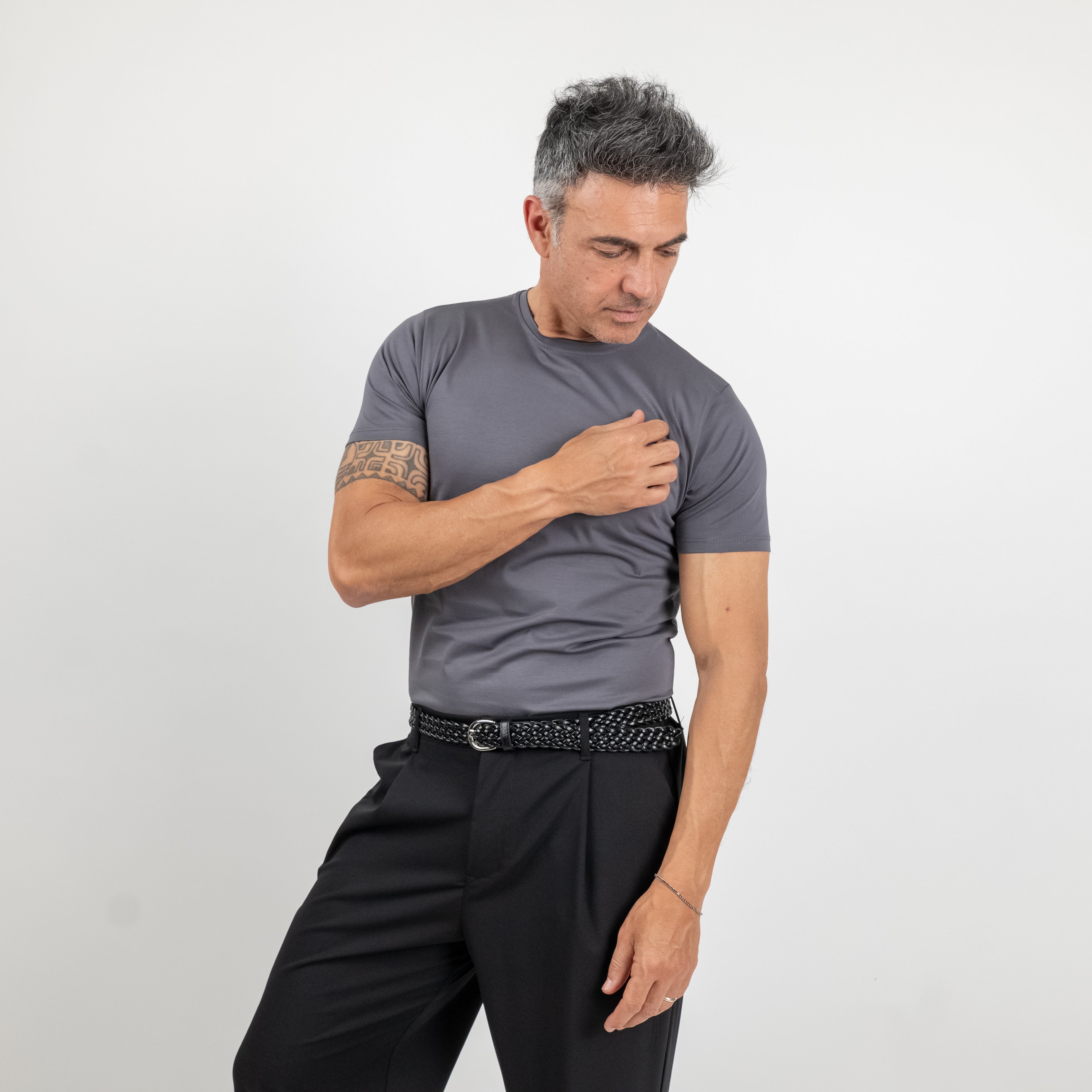 T-shirt effetto seta - Piombo