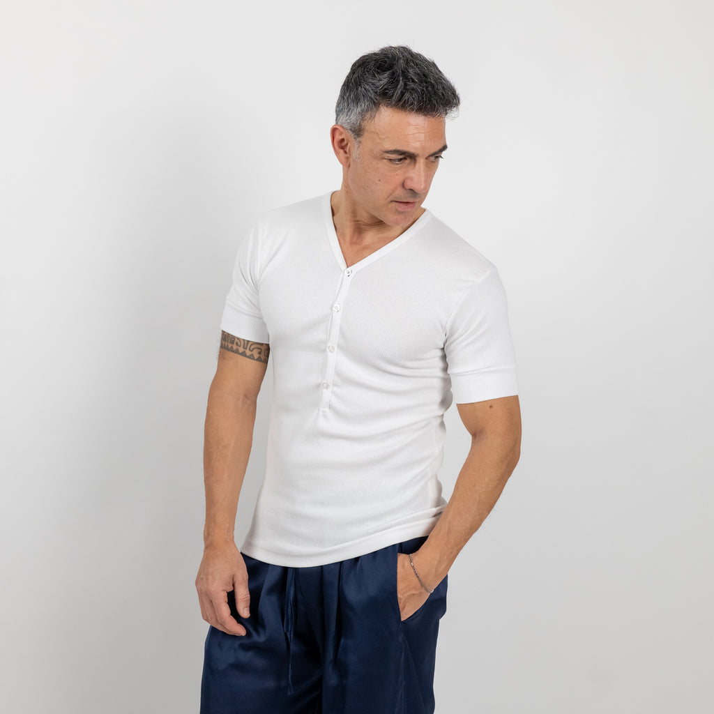 Camiseta henley de manga larga - Negro