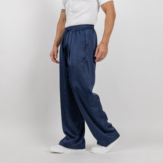 Pantalone satin effetto raso - Blu