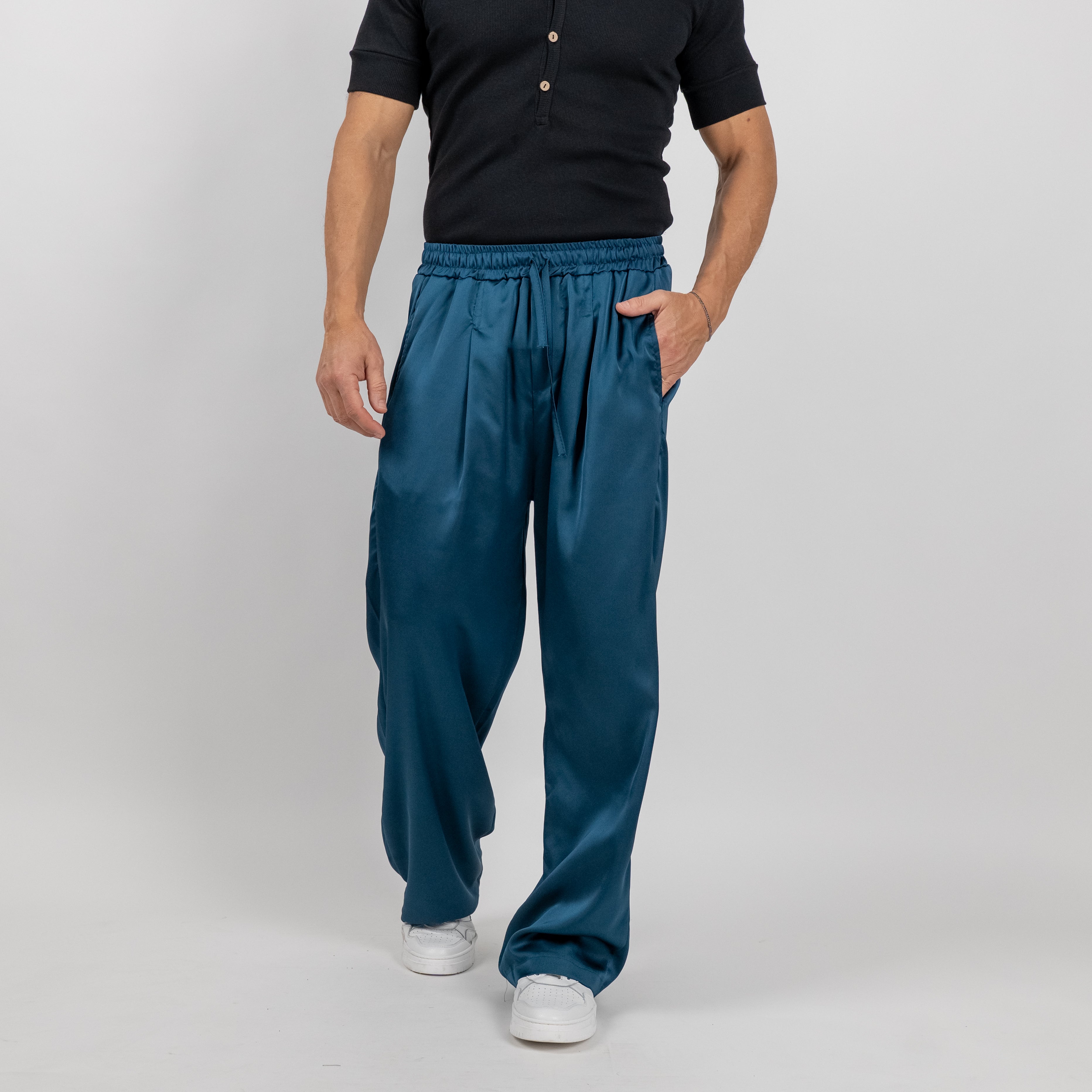 Pantalone satin effetto raso - Ottanio