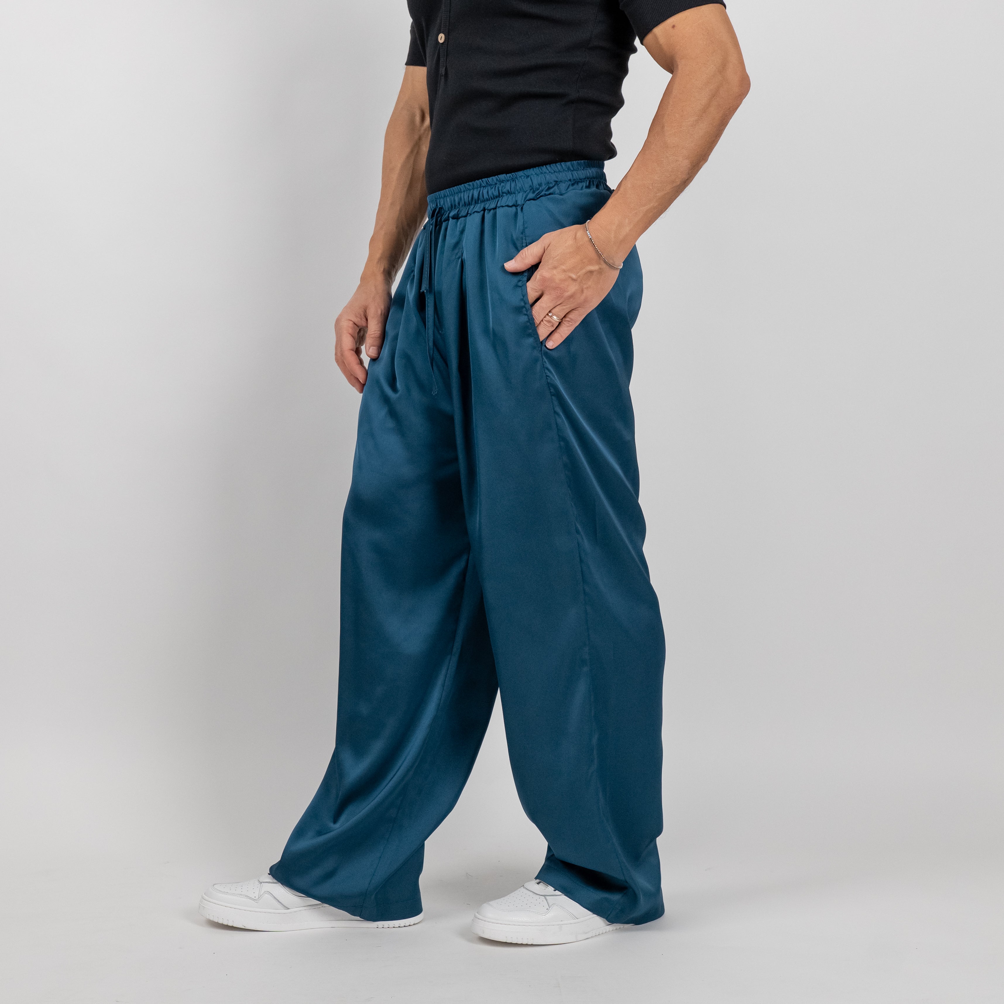 Pantalone satin effetto raso - Ottanio
