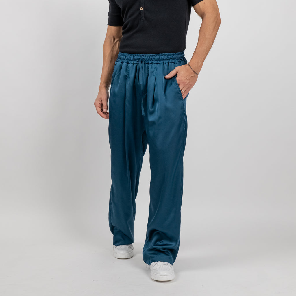 Pantalone satin effetto raso - Ottanio