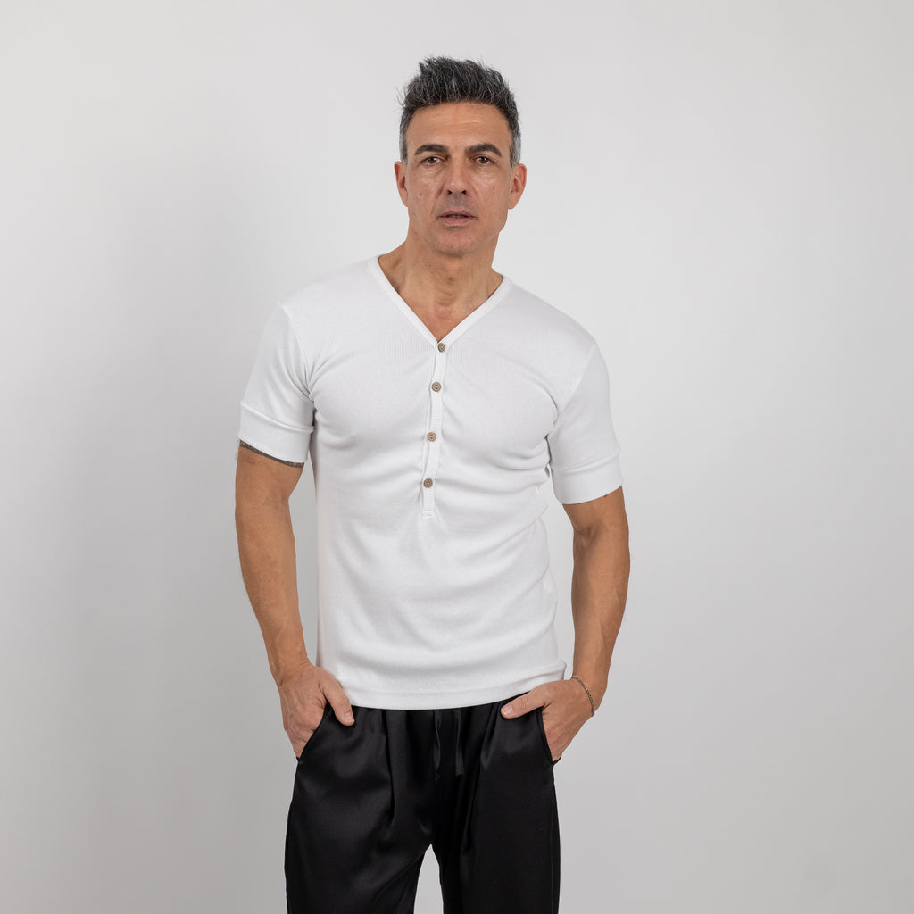 Camiseta henley de manga larga - Negro