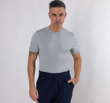 Maglia in filo manica corta - Ghiaccio