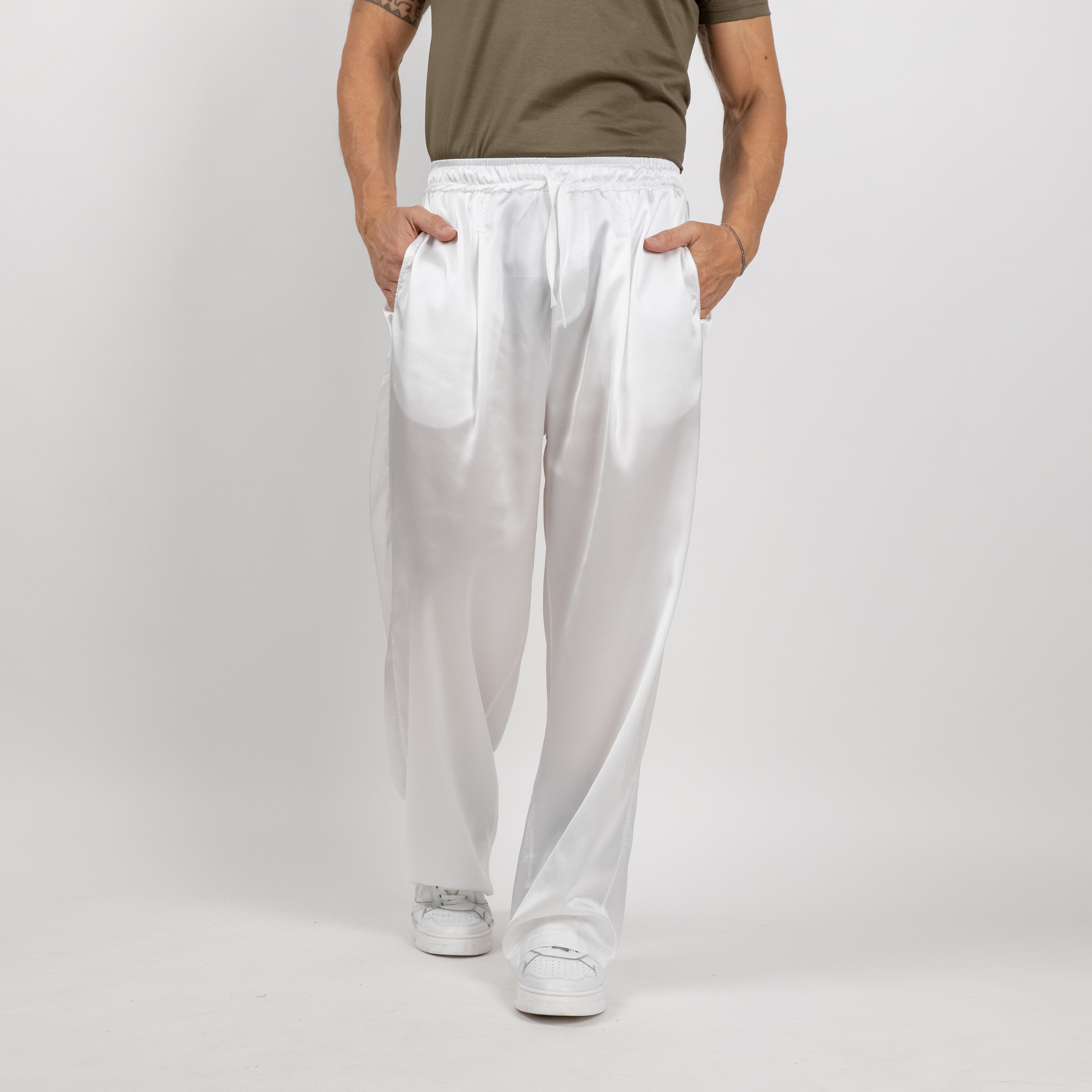 Pantalone satin effetto raso - Bianco