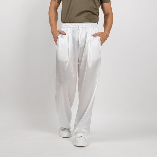 Pantalone satin effetto raso - Bianco