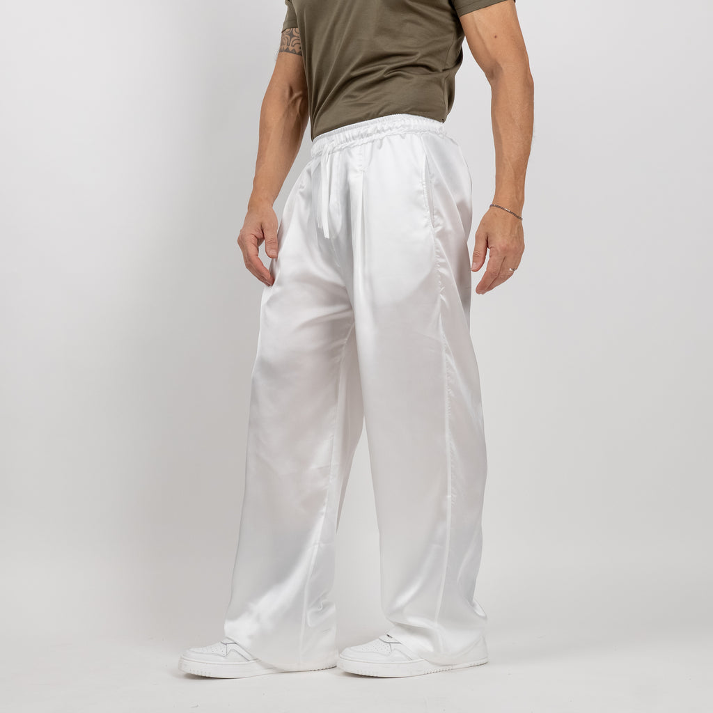 Pantalone satin effetto raso - Bianco