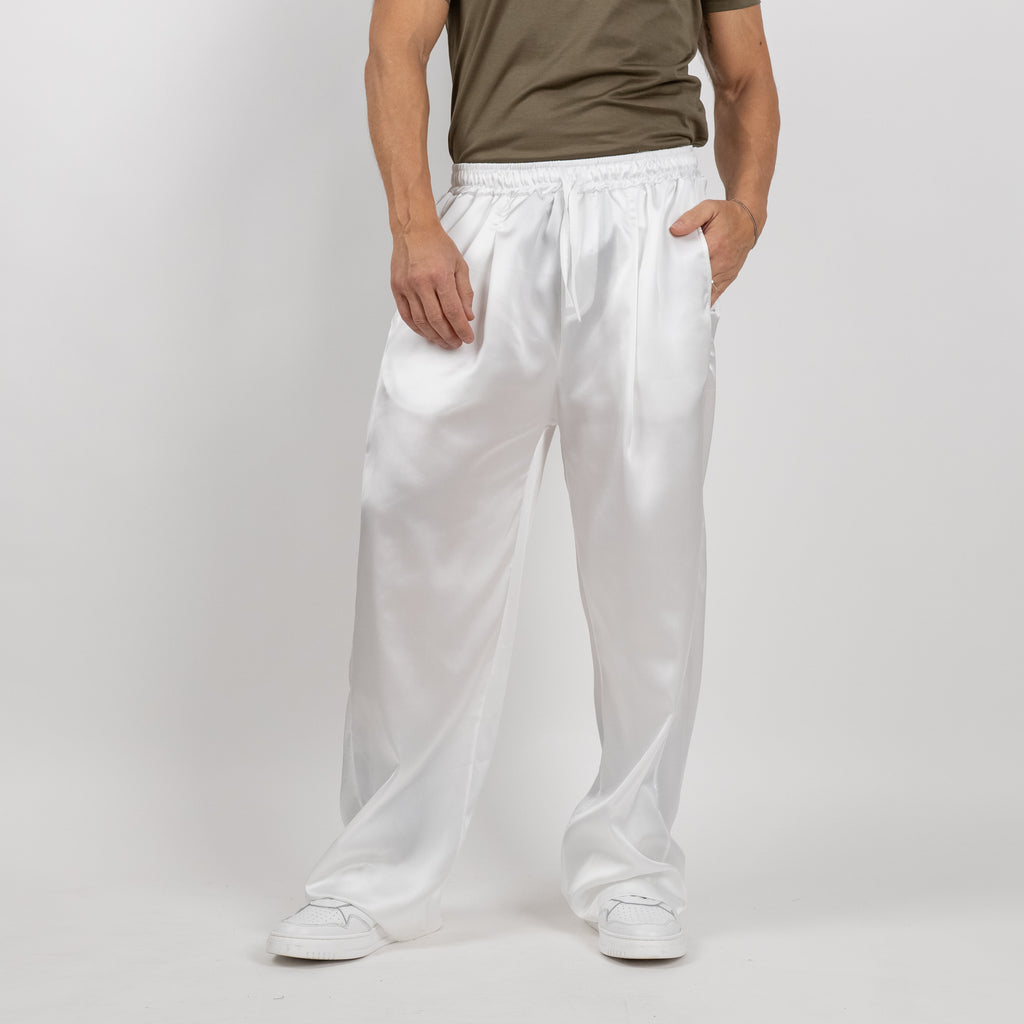 Pantalone satin effetto raso - Bianco