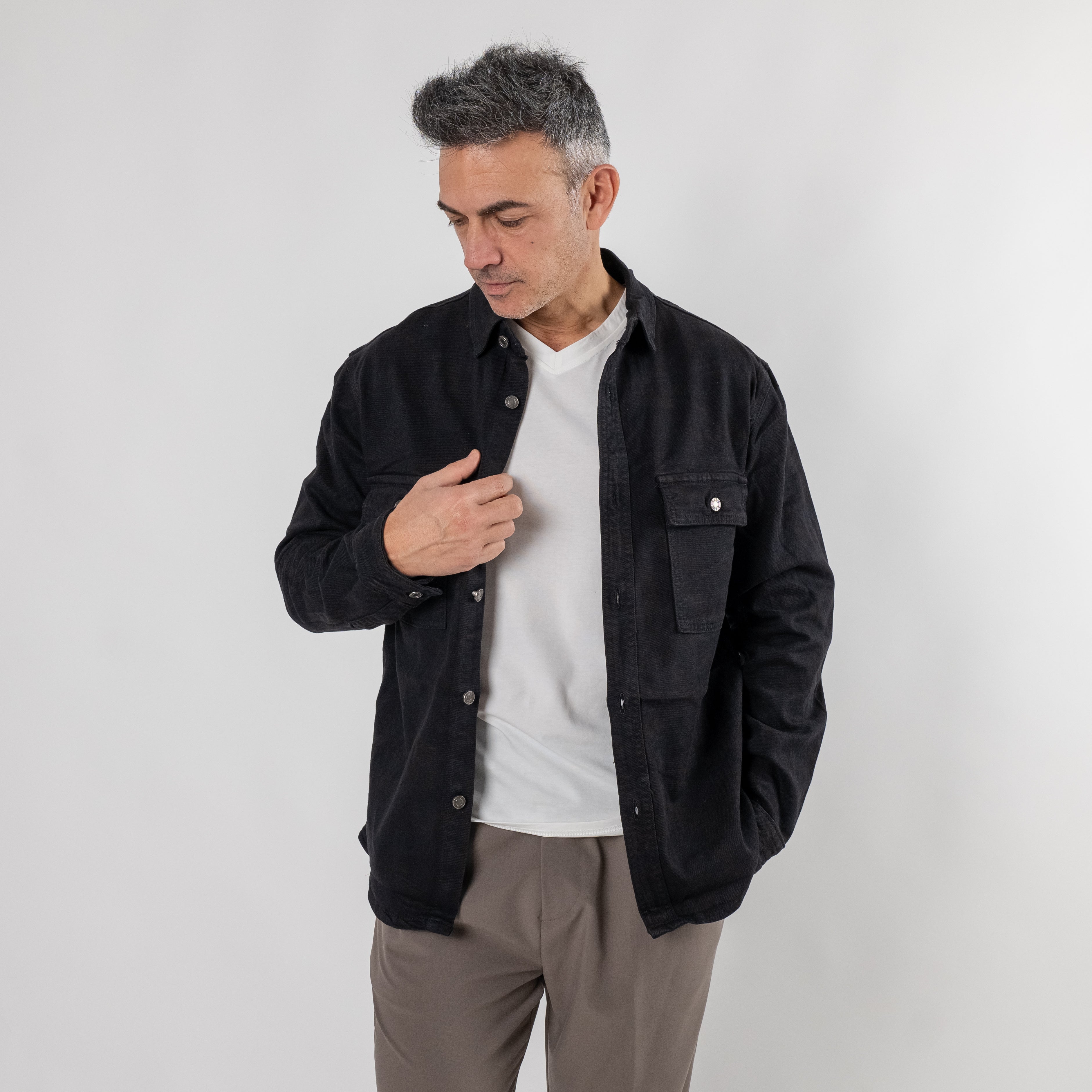 Camicia effetto jeans - Nero