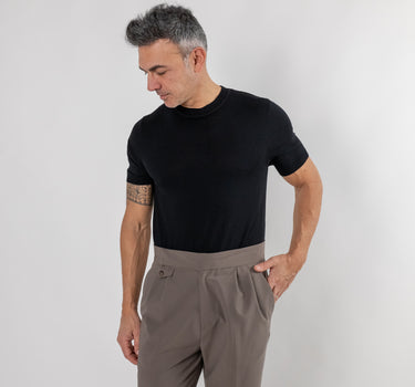 Maglia in filo manica corta - Nero