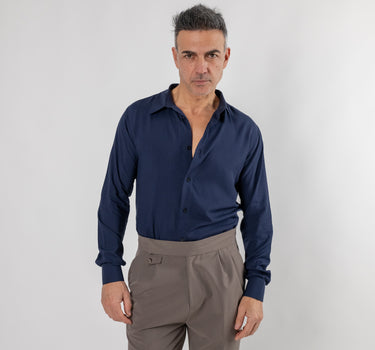 Camisa de viscosa de manga larga - Blanco