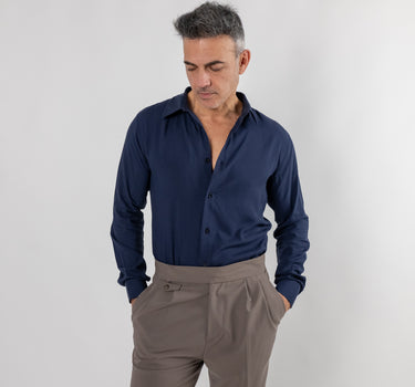 Camisa de viscosa de manga larga - Blanco