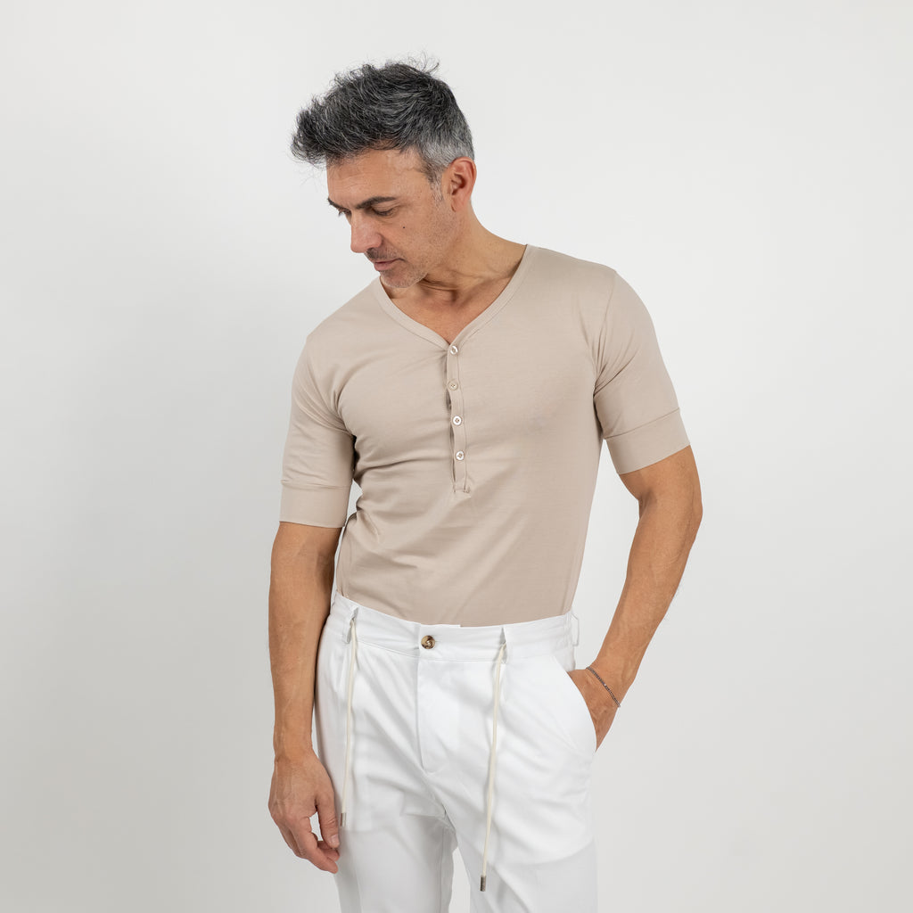 Camiseta henley de manga larga - Negro