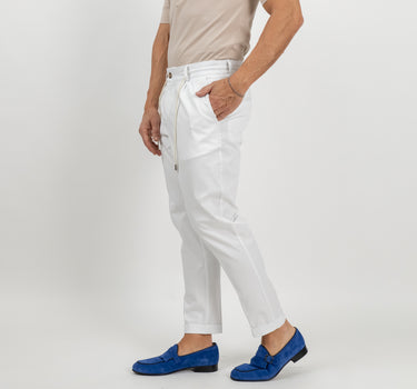 Pantalone gabardina con elastico sul retro - Bianco