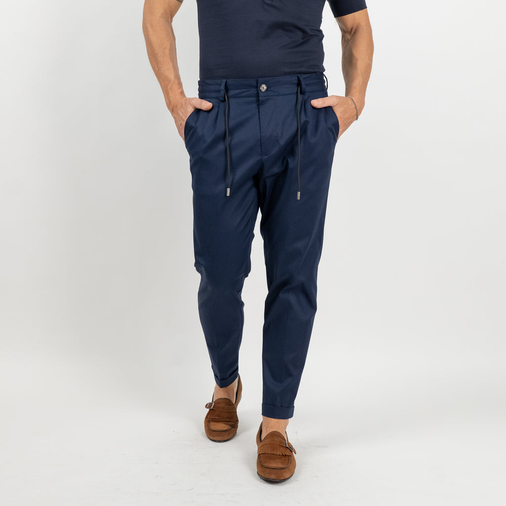 Gabardine trousers with elastic on the back - Blue