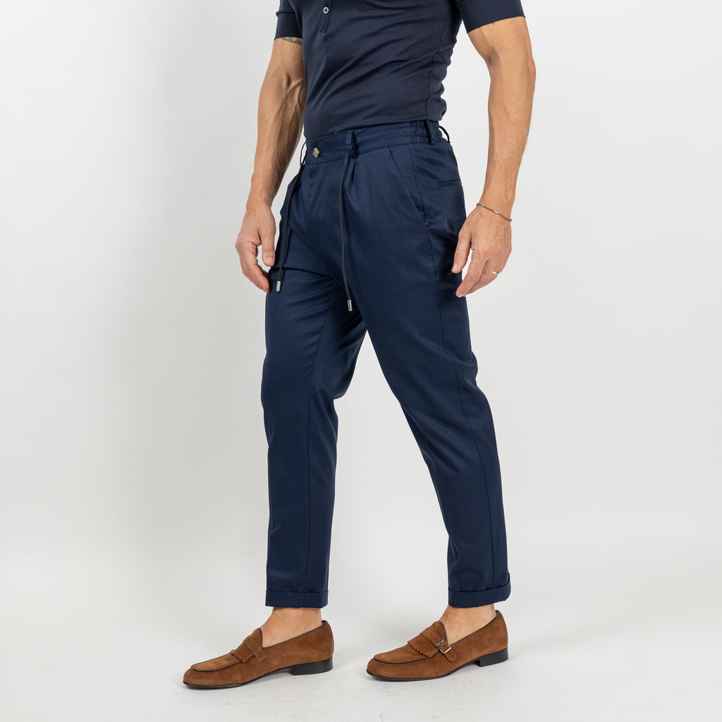 Gabardine trousers with elastic on the back - Blue