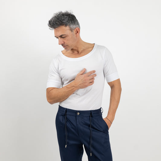 T-shirt con scollo a barca - Bianco