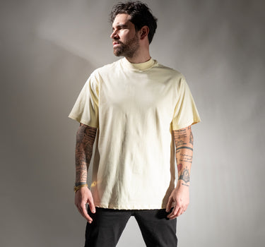 T-shirt con abrasione ai bordi - Crema