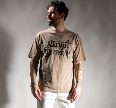 T-shirt con testo stampa - Camel