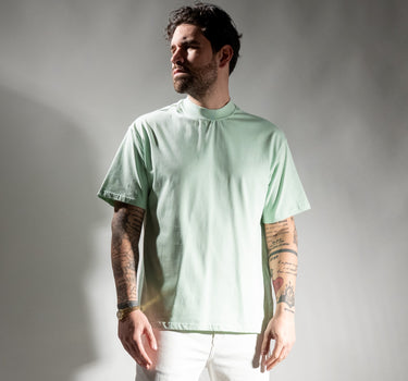 T-shirt con colletto a costina - Menta