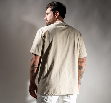 T-shirt con abrasione ai bordi - Beige