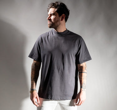 T-shirt con abrasione ai bordi - Piombo