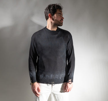 Maglione con strappi sfumato - Nero