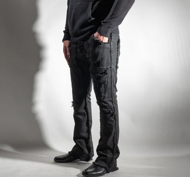 Jeans con frange - Nero