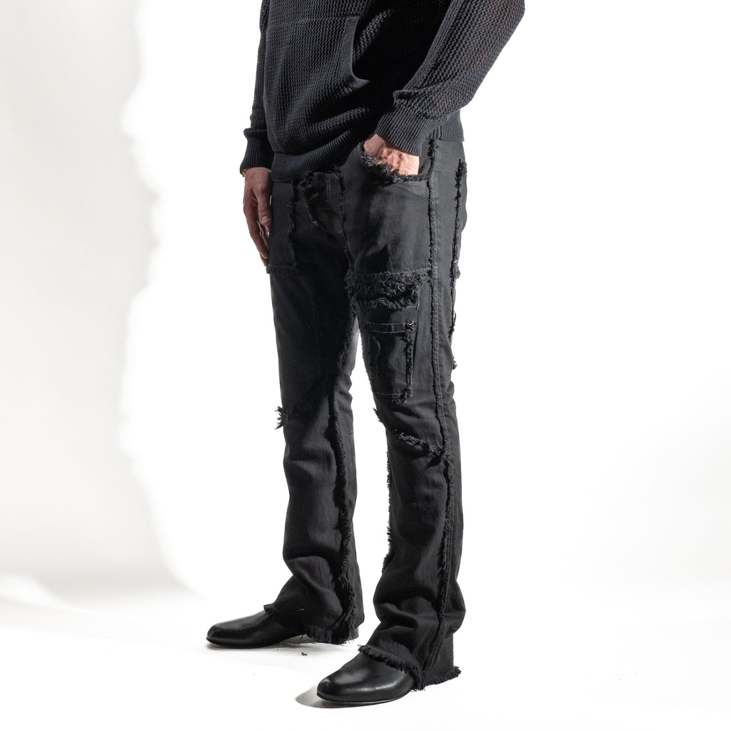 Jeans con frange - Nero
