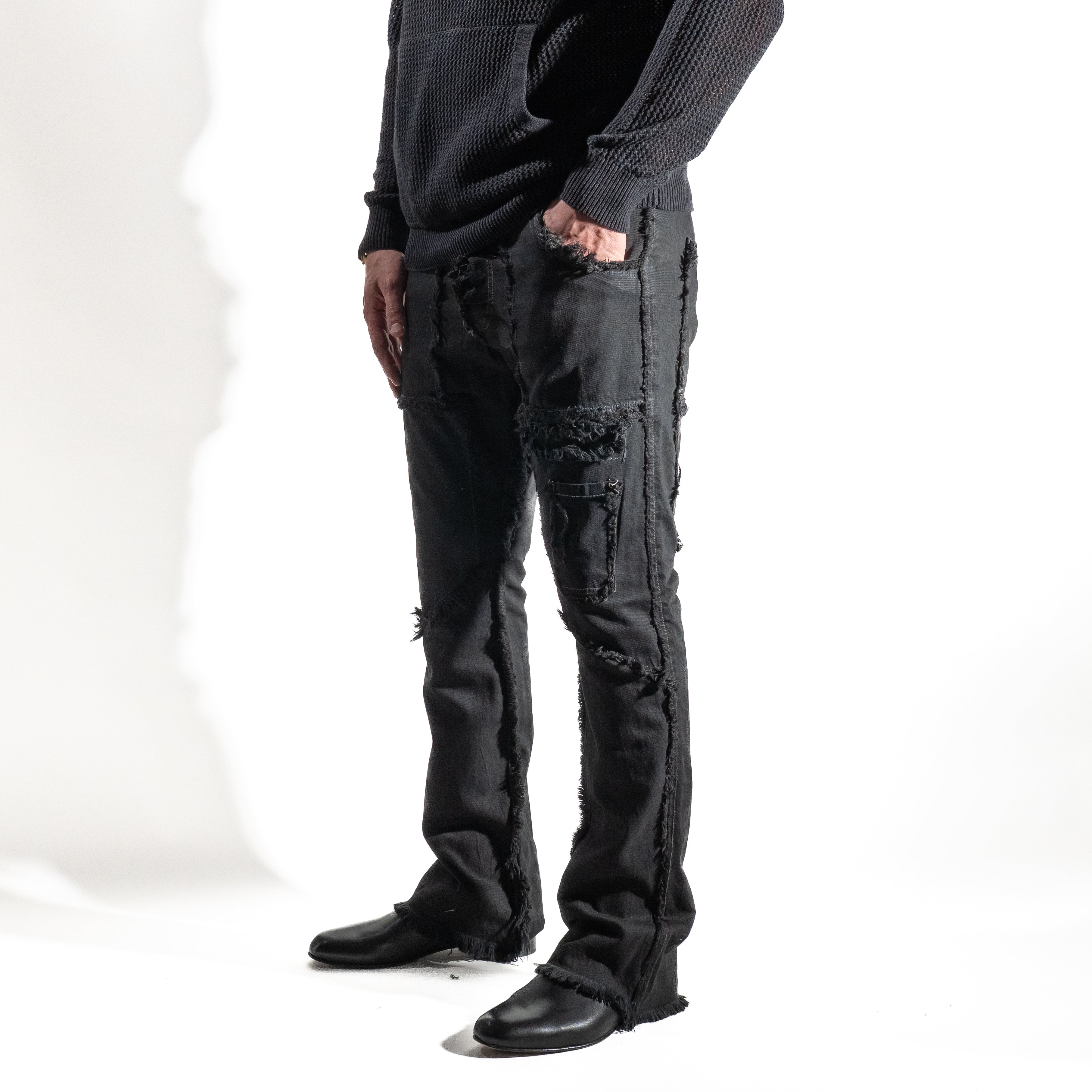 Jeans con frange - Nero