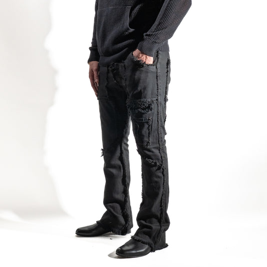 Jeans con frange - Nero